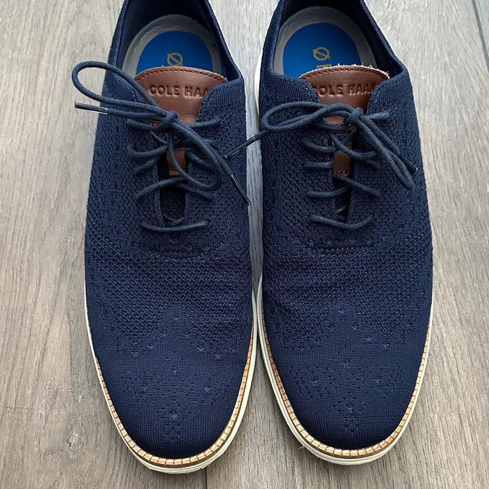Cole Haan Dark Blue Knit Oxfords